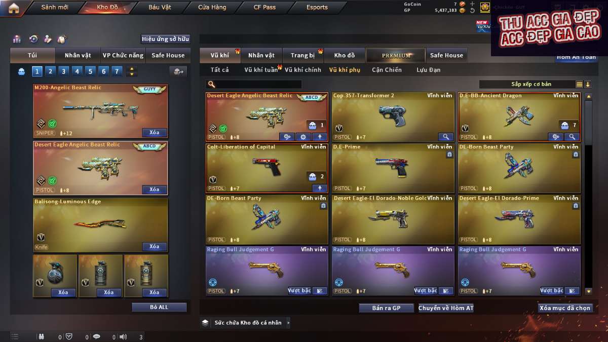shop acc cf uy tin gia re
